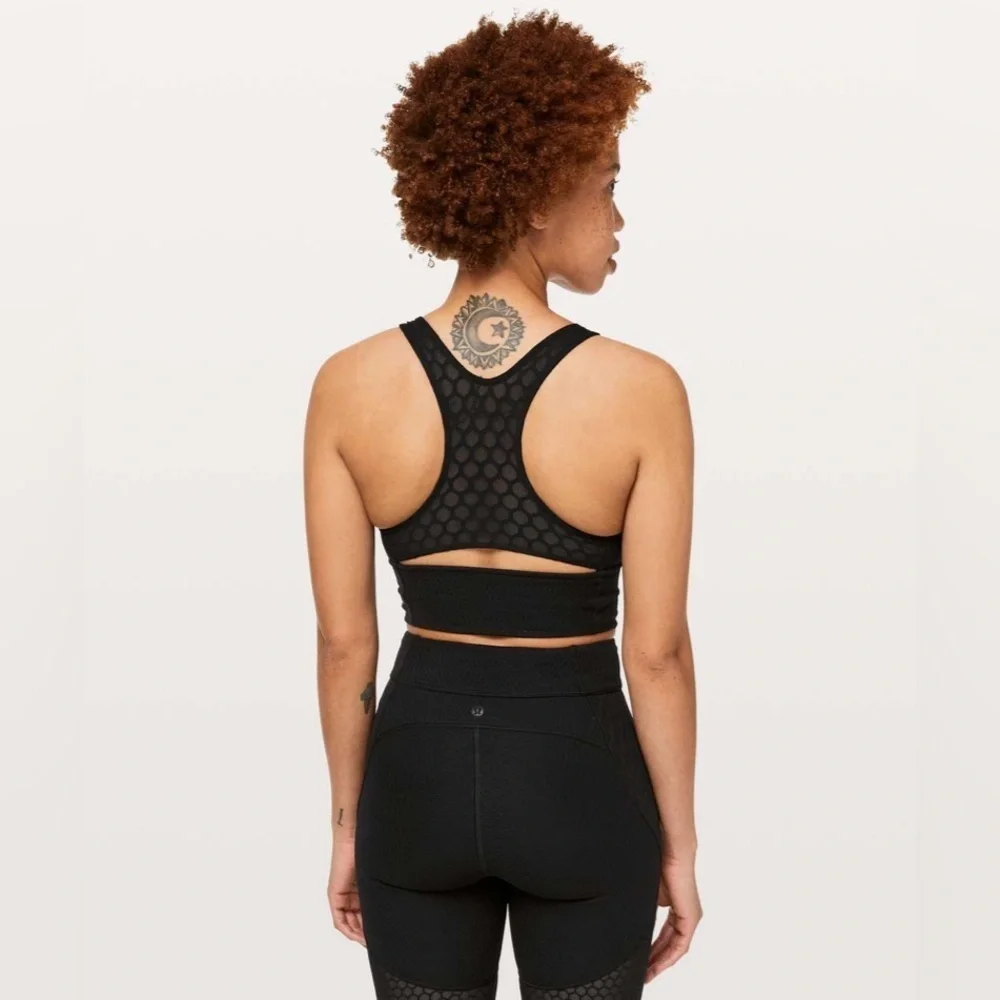 Lululemon Geo Bra *lululemon lab Longline Honeycomb Mesh in Black W2BGGS